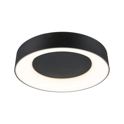 Runde LED-Deckenleuchte in Schwarz mit weißem Lichtschein, modernes Design für Wohnräume