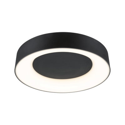 Rund sort LED-loftlampe med hvidt lys, moderne belysning til opholdsrum