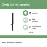Zwarte LED-buitenlamp met grondpen, eenvoudig te installeren zonder kabelmontage of transformator