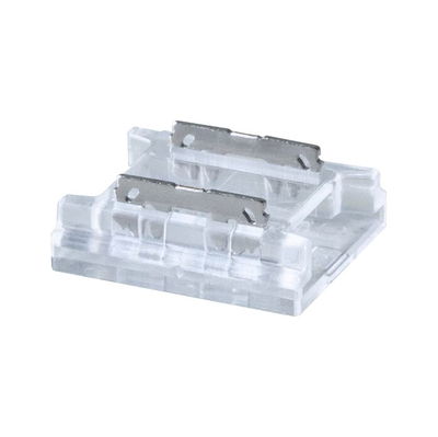 Transparante kunststofconnector met metalen contacten voor LED-lichtstrips, verlichtingsaccessoire