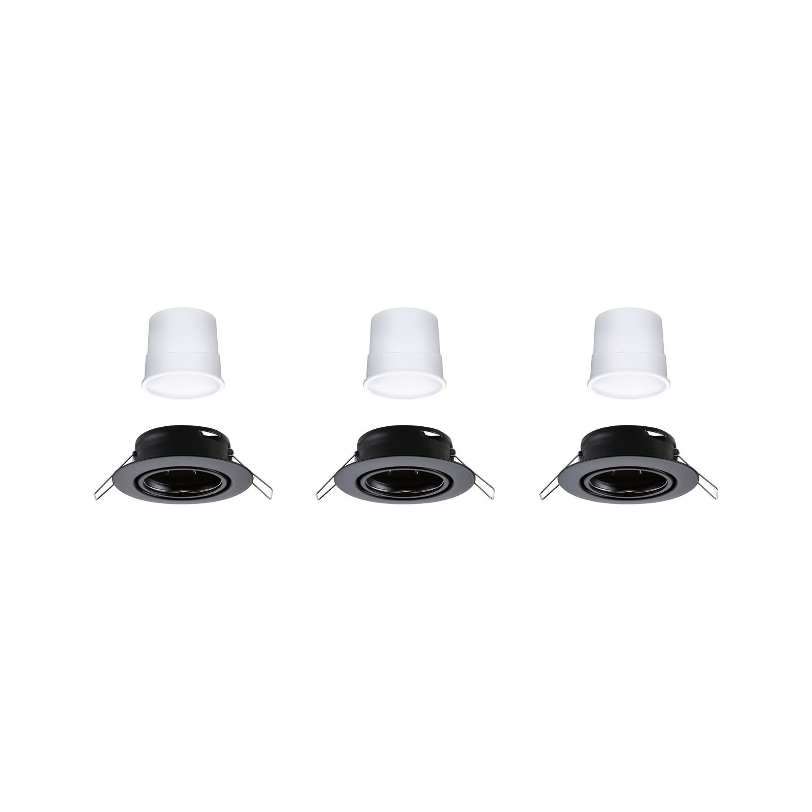 LED Recessed luminaire Smart Home Zigbee 3.0 Base Coin Basic Set Swivelling round 90mm 20° 3x4,9W 3x430lm 230V dimmable 3000K Black matt