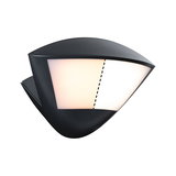 Zwarte metalen buitenwandlamp met warm en koel wit LED-licht voor tuinverlichting