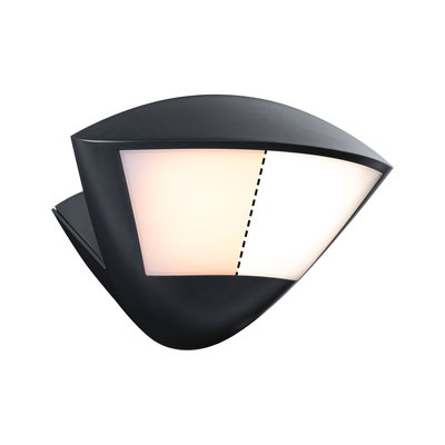 Black metal outdoor wall light with warm and cool white LED for garden lighting