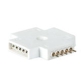 Witte kunststof kruisvormige connector met vijf gouden pinnen voor LED-verlichting