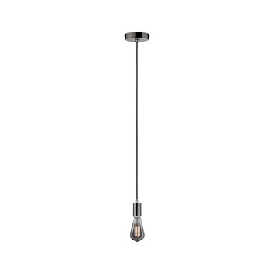 Modern pendant light with black cord and clear bulb for stylish indoor lighting