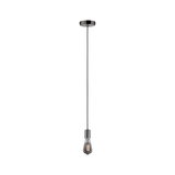 Modern pendant light with black cord and clear bulb for stylish indoor lighting