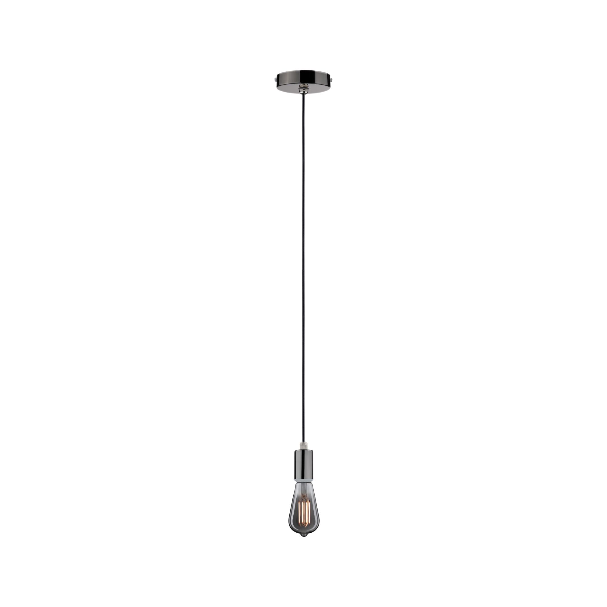 Moderne Pendelleuchte mit schwarzem Kabel und klarer Glühbirne für stilvolle Innenbeleuchtung
