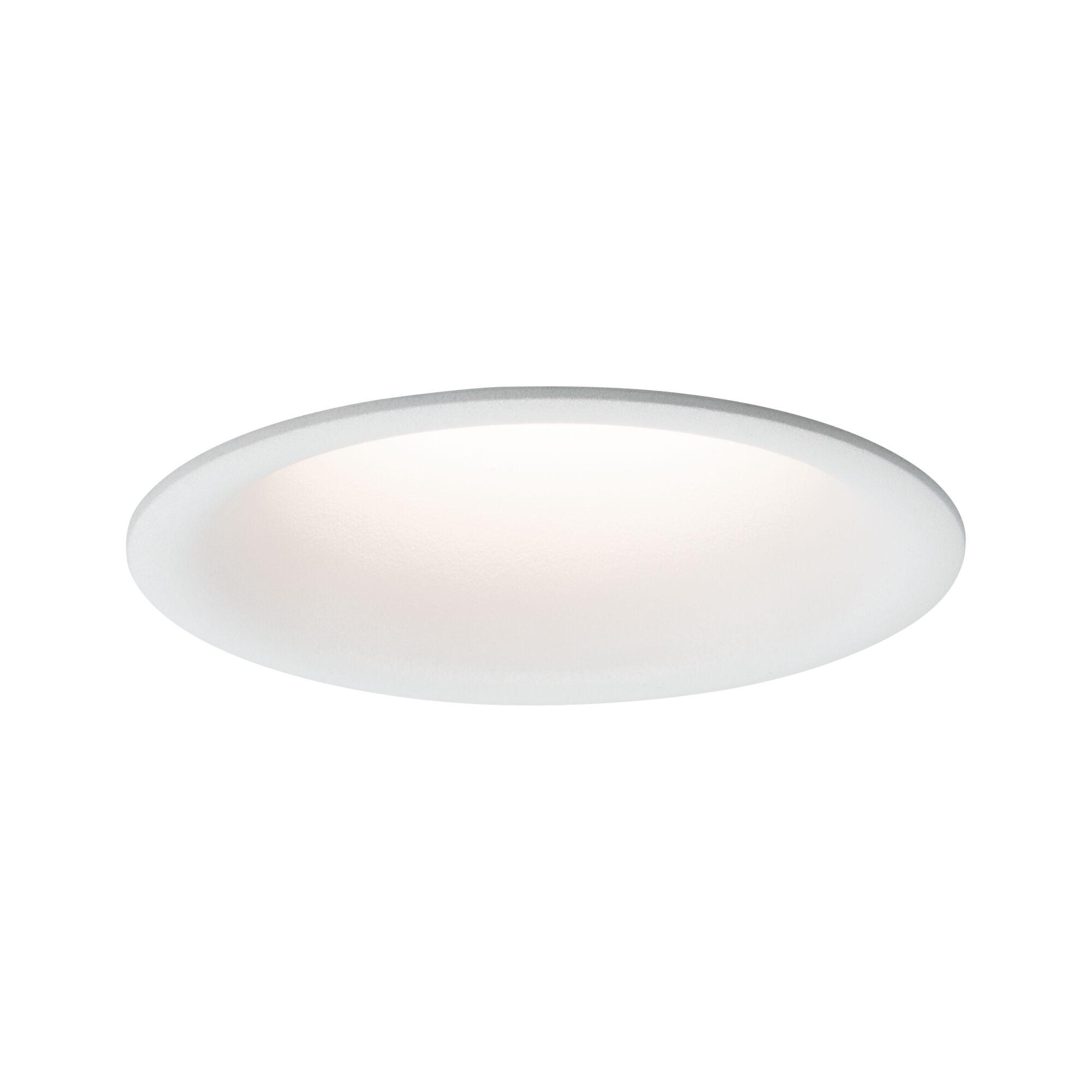 LED Downlight Cymbal Coin Single Light IP44 round 77mm Coin 6,7W 430lm 230V dimmable 2700K Matt white Round white plastic ceiling light with warm white LED for modern interior lighting