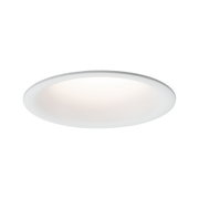 Round white plastic ceiling light with warm white LED for modern interior lighting
