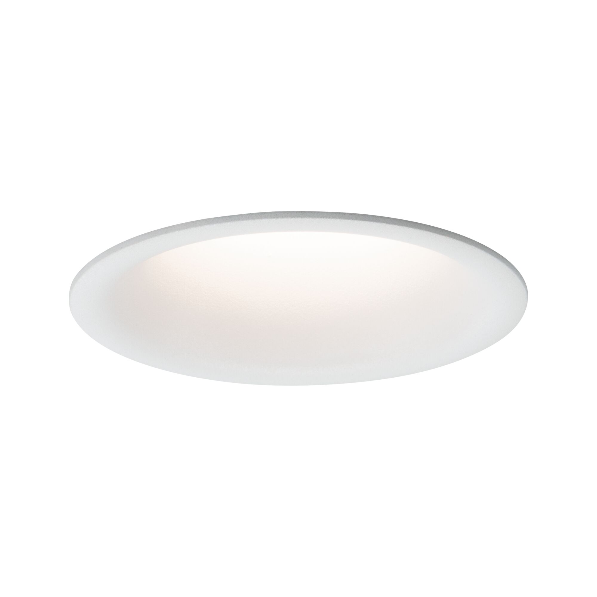 Spot encastré LED Cymbal Coin Luminaire individuel IP44 rond 77mm Coin 6,7W 430lm 230V gradable 2700K Blanc dépoli Plafonnier rond blanc en plastique avec lumière LED blanc chaud pour intérieur moderne