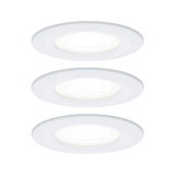 Trois spots encastrés LED blancs en plastique avec lumière blanc chaud pour éclairage moderne