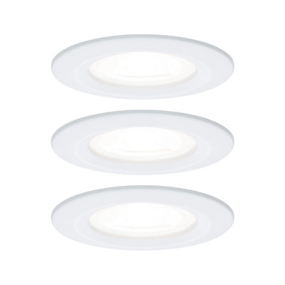Trois spots encastrés LED blancs en plastique avec lumière blanc chaud pour éclairage moderne