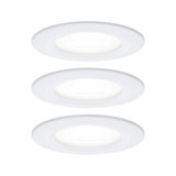Trois spots encastrés LED blancs en plastique avec lumière blanc chaud pour éclairage moderne