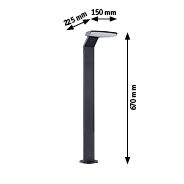 Black metal LED outdoor light with flat shade, dimensions 670x225x150 mm for garden lighting