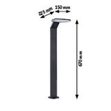 Black metal LED outdoor light with flat shade, dimensions 670x225x150 mm for garden lighting