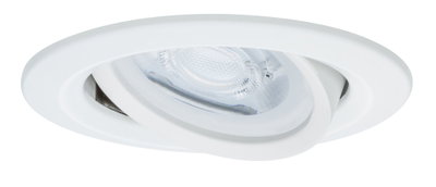 Weißer Einbaustrahler aus Kunststoff mit schwenkbarem Reflektor für flexible LED-Beleuchtung