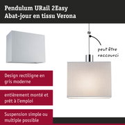 Suspension URail 2Easy avec abat-jour en tissu gris Verona au design moderne pour intérieur