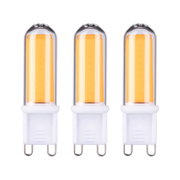 Three G9 LED bulbs with warm white light and white plastic base for energy-efficient lighting