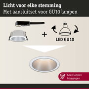 Witte inbouwspot met zwarte aansluitset voor GU10 lampen, LED-compatibel licht