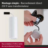 Spot LED blanc à montage simple avec raccord direct 230 V sans transformateur, boîte de raccordement incluse