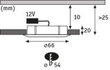 Schéma technique d'un spot encastré LED 12V avec dimensions en millimètres