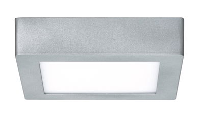 Plafonnier LED rectangulaire en aluminium argenté avec diffuseur blanc pour éclairage moderne