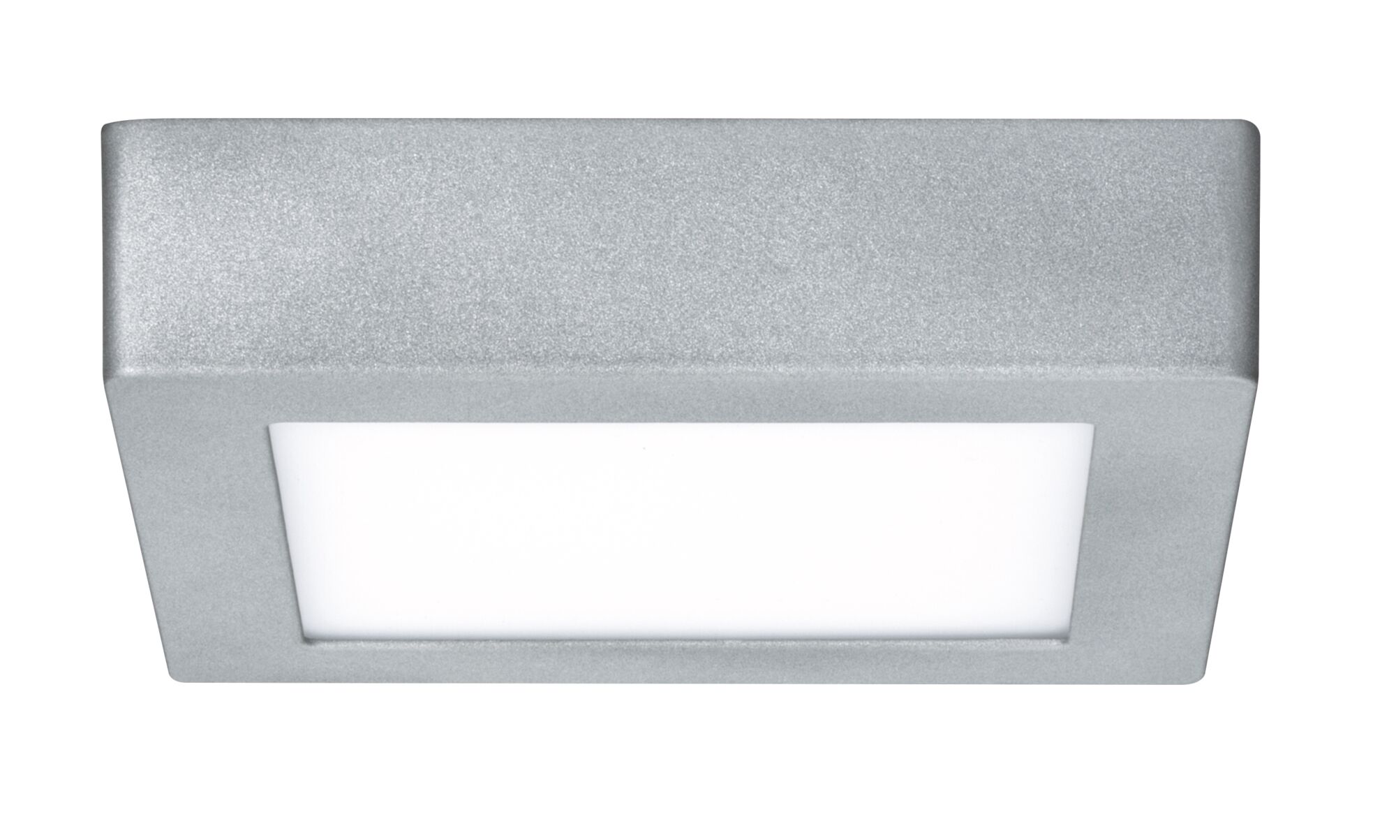 Rechteckige LED-Deckenleuchte aus silbernem Aluminium mit weißem Diffusor für moderne Beleuchtung