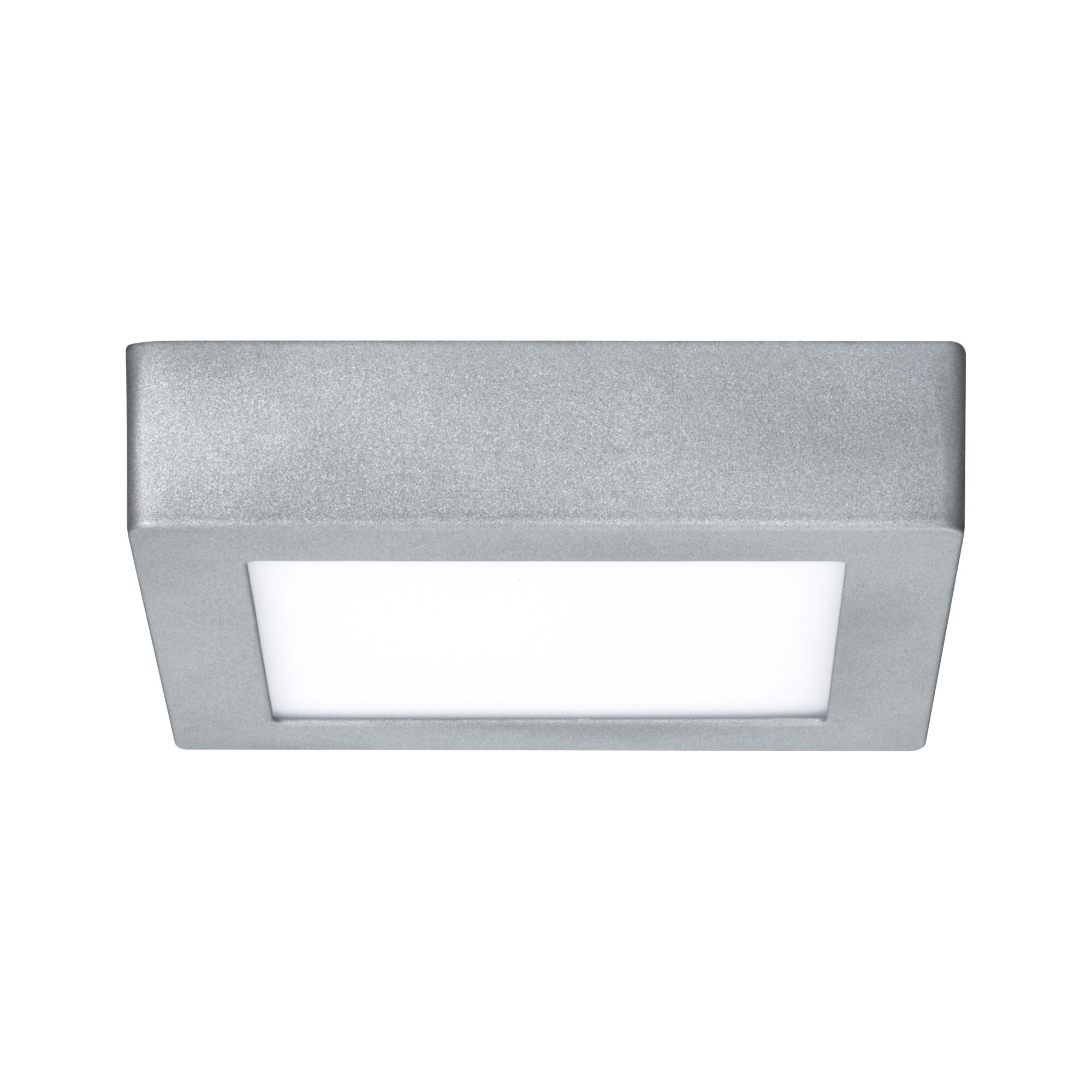 Rechteckige LED-Deckenleuchte aus silbernem Aluminium mit weißem Diffusor für moderne Beleuchtung