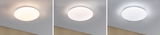 Three round white LED ceiling lights showing different brightness levels for living spaces.