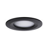 Round black LED recessed light with matte white cover for energy-efficient room lighting