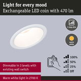 White LED recessed light with warm white 2700K and 3-step dimming using existing wall switch