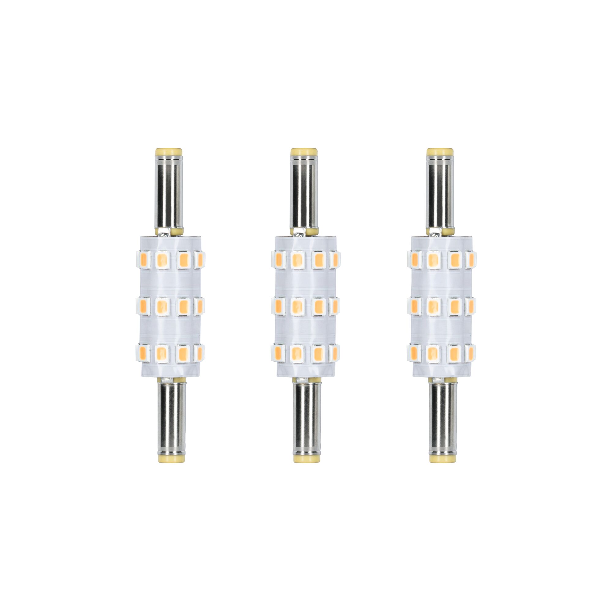 Solar LED Stecksockel Taina Ersatzleuchtmittel 3er-Set 3000K 60lm Drei LED-Lampen mit silbernen Metallkontakten und warmweißen Leuchtdioden für energiesparende Beleuchtung