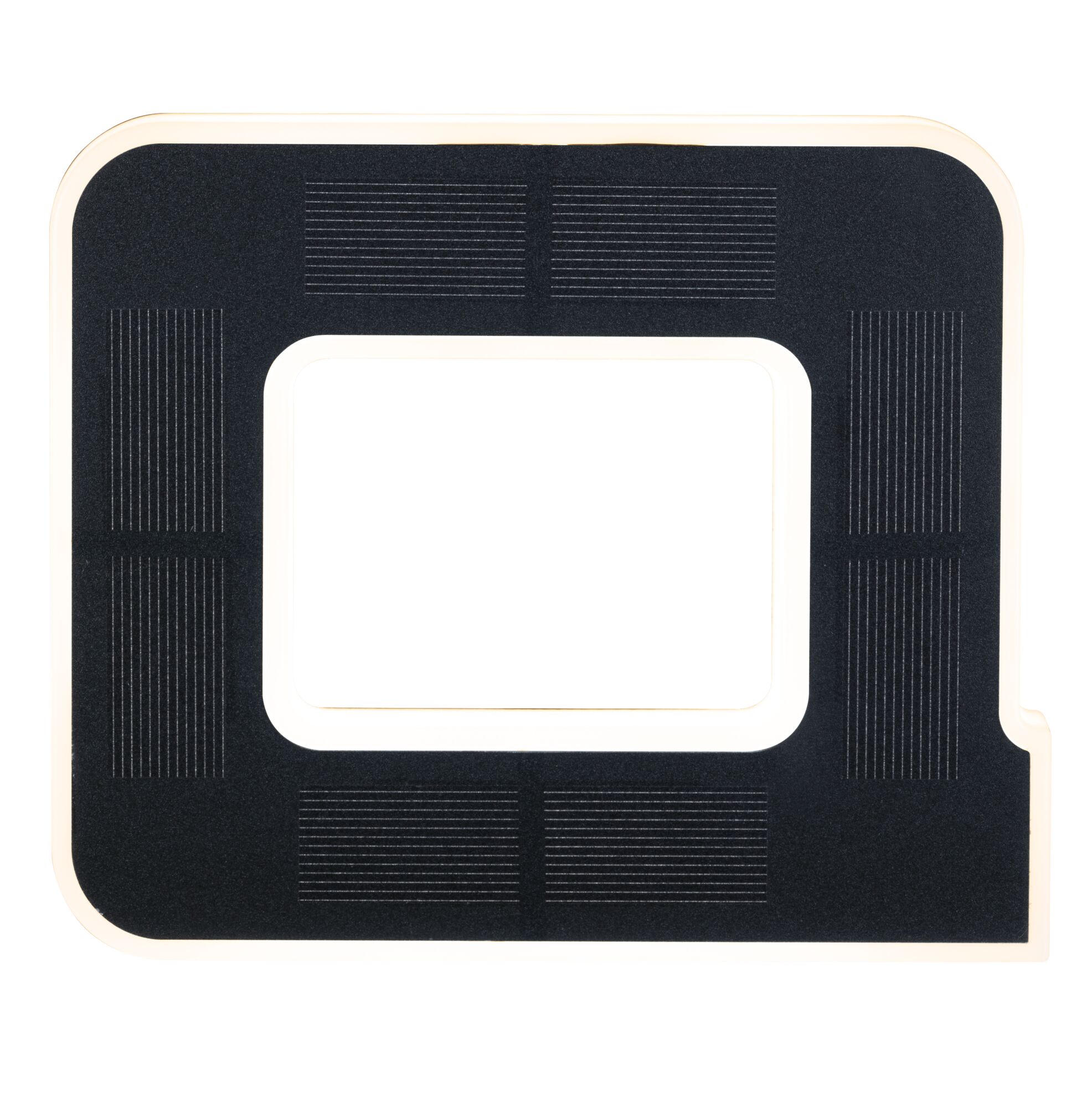 Black rectangular LED light strip with white edges for modern indoor lighting