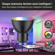 Lampe LED noire dimmable RGBW pour éclairage intelligent avec blanc réglable et couleurs