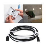 Black and white LED lighting connection cable with two plugs for easy installation and setup.