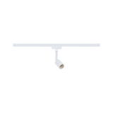Modern white metal LED spotlight for track systems, perfect for accent lighting in interiors.