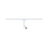 Modern white metal LED spotlight for track systems, perfect for accent lighting in interiors.
