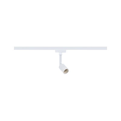 Modern white metal LED spotlight for track systems, perfect for accent lighting in interiors.
