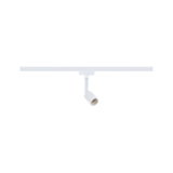 Modern white metal LED spotlight for track systems, perfect for accent lighting in interiors.