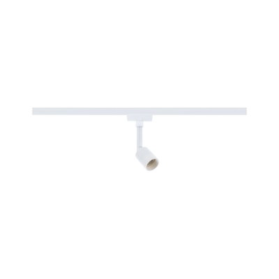 Modern white metal LED spotlight for track systems, perfect for accent lighting in interiors.