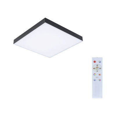 Square LED ceiling light with black frame and remote control for dimmable light and color change
