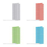 Four LED light strips in white, red, green, and blue with connector cable for versatile lighting.