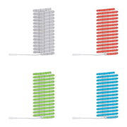 Four LED light strips in white, red, green, and blue with connector cable for versatile lighting.