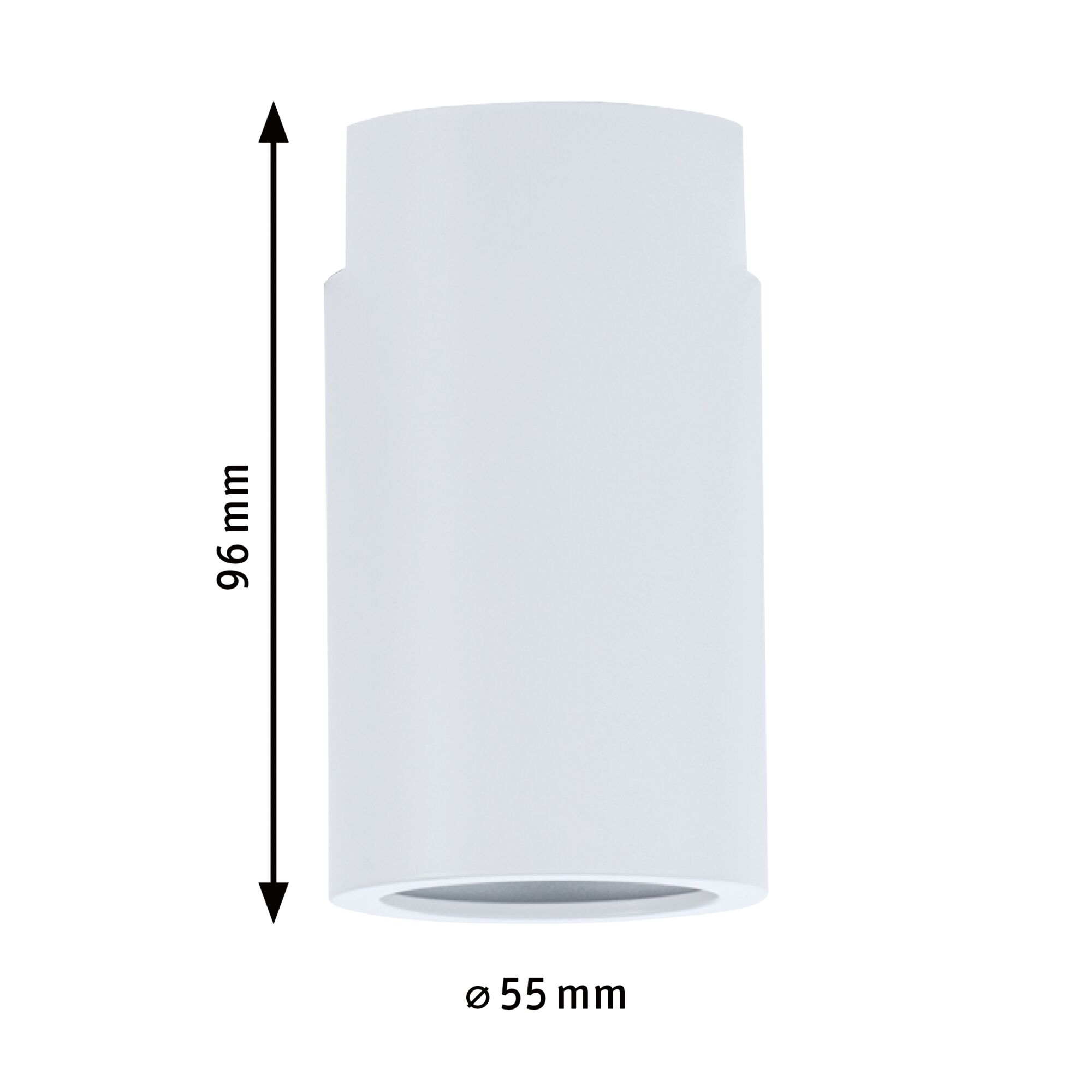Weißer zylindrischer LED-Deckenstrahler aus Metall, 96 mm hoch, 55 mm Durchmesser