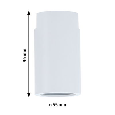 Weißer zylindrischer LED-Deckenstrahler aus Metall, 96 mm hoch, 55 mm Durchmesser