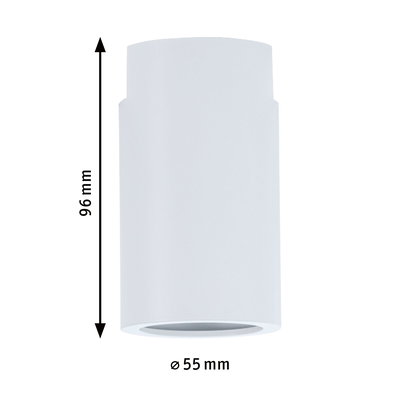 Weißer zylindrischer LED-Deckenstrahler aus Metall, 96 mm hoch, 55 mm Durchmesser