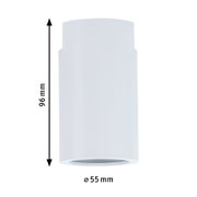 Weißer zylindrischer LED-Deckenstrahler aus Metall, 96 mm hoch, 55 mm Durchmesser