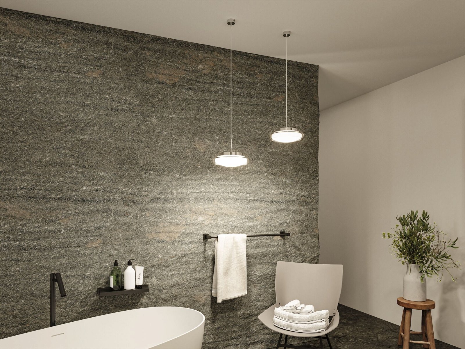 Selection Bathroom LED Pendelleuchte Luena IP44 3000K 600lm 11,5W Glas/Chrom