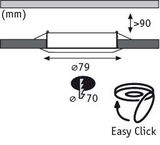 Schéma technique avec dimensions et icône Easy Click pour spot LED encastré de 79 mm de diamètre