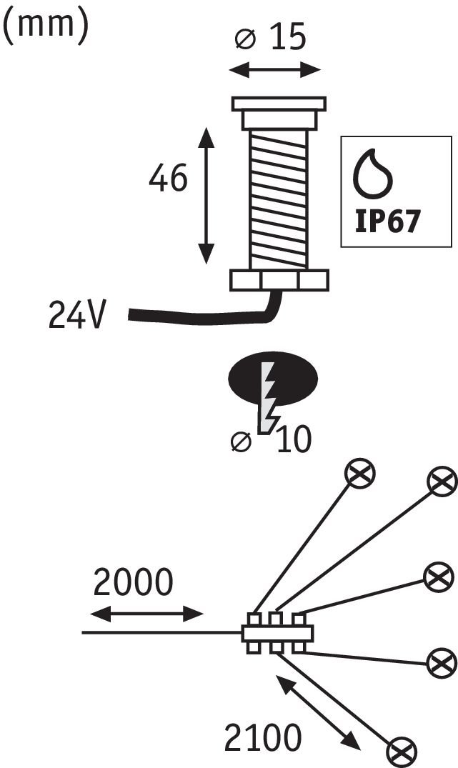 Plug & Shine LED-grondinbouwlamp MicroPen II Uitbreidingsset IP67 3000K 5x0,2W Zilver